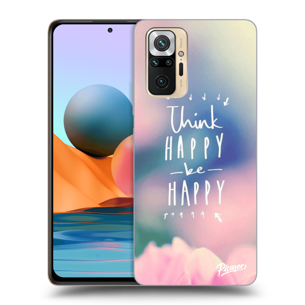 Picasee Xiaomi Redmi Note 10 Pro Hülle - Schwarzes Silikon - Think happy be happy
