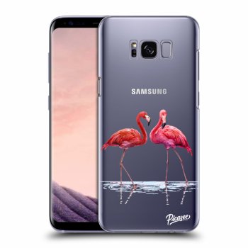 Picasee Samsung Galaxy S8+ G955F Hülle - Transparentes Silikon - Flamingos couple