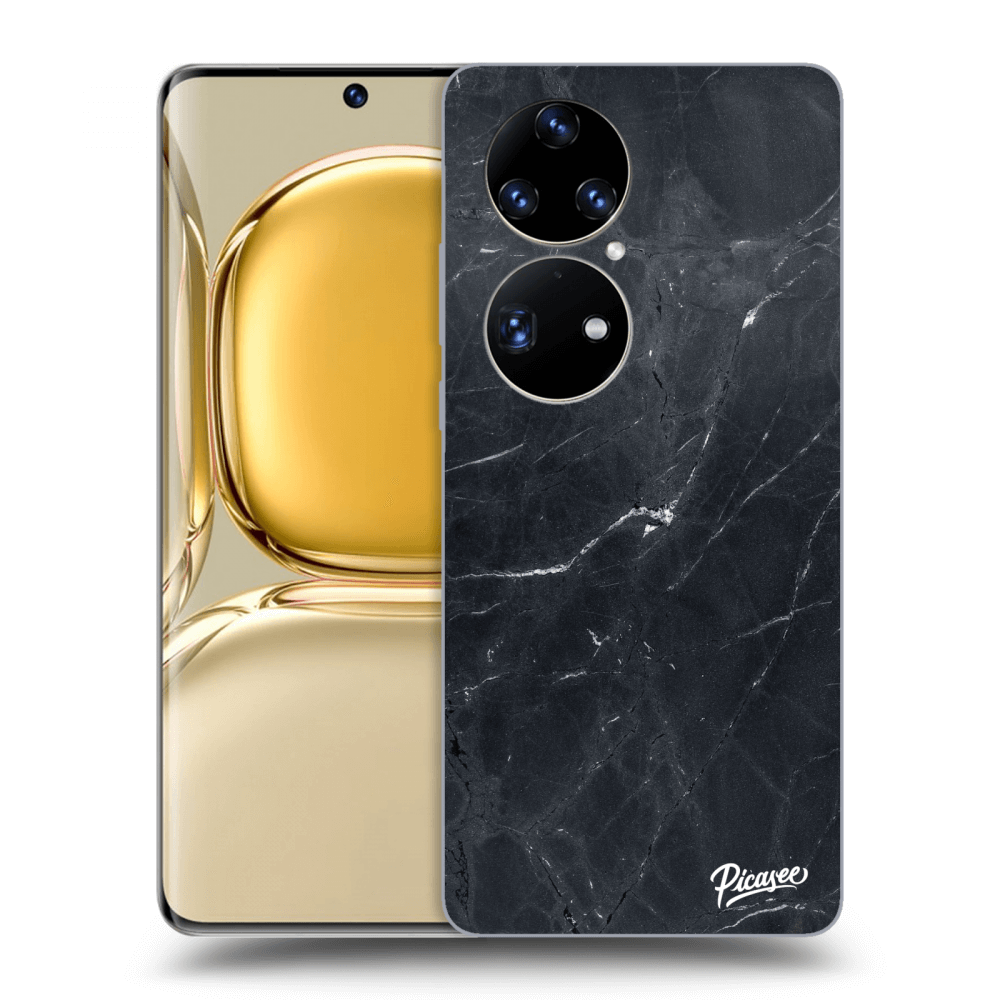 Picasee Huawei P50 Hülle - Schwarzes Silikon - Black marble