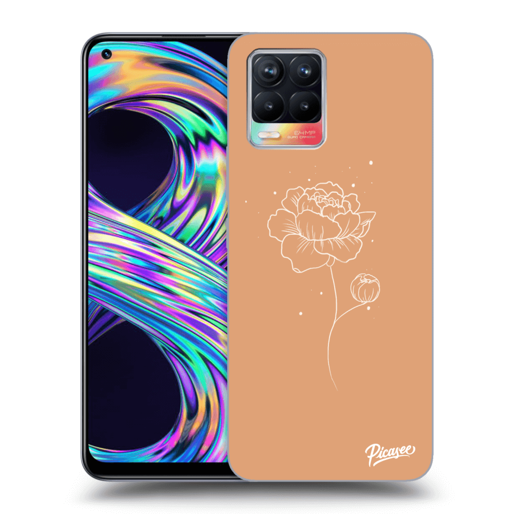 Picasee Realme 8 4G Hülle - Schwarzes Silikon - Peonies