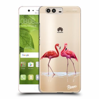 Picasee Huawei P10 Hülle - Transparentes Silikon - Flamingos couple