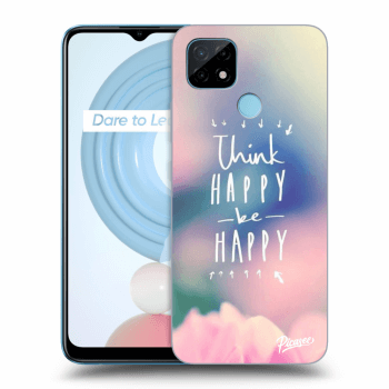 Picasee Realme C21 Hülle - Schwarzes Silikon - Think happy be happy