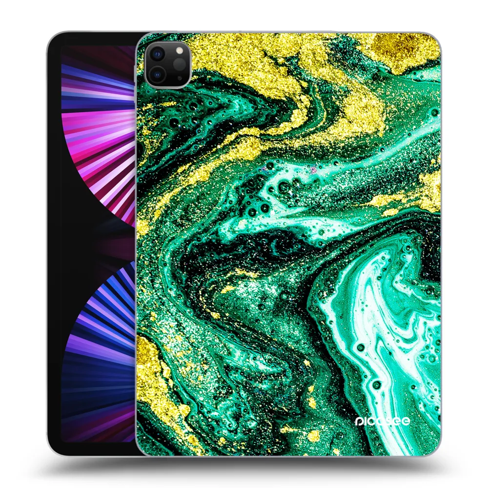 Picasee Schwarze Silikonhülle für Apple iPad Pro 11" 2021 (3.gen) - Green Gold