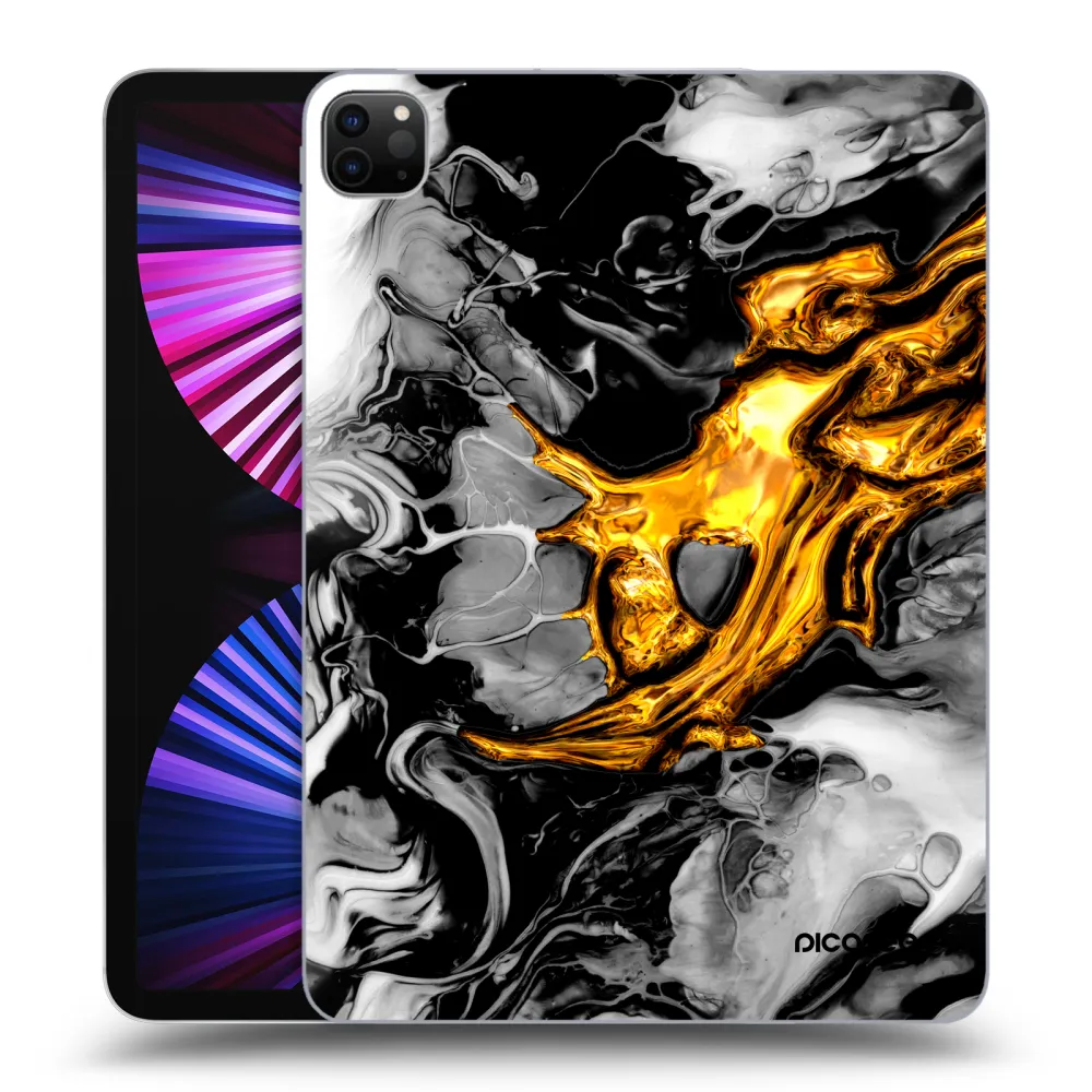 Picasee Schwarze Silikonhülle für Apple iPad Pro 11" 2021 (3.gen) - Black Gold 2