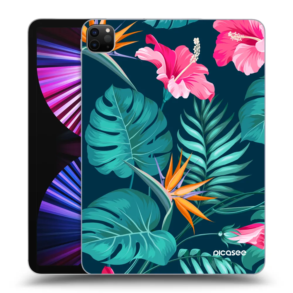 Picasee Schwarze Silikonhülle für Apple iPad Pro 11" 2021 (3.gen) - Pink Monstera