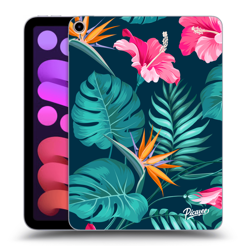 Picasee transparente Silikonhülle für Apple iPad mini 2021 (6. gen) - Pink Monstera