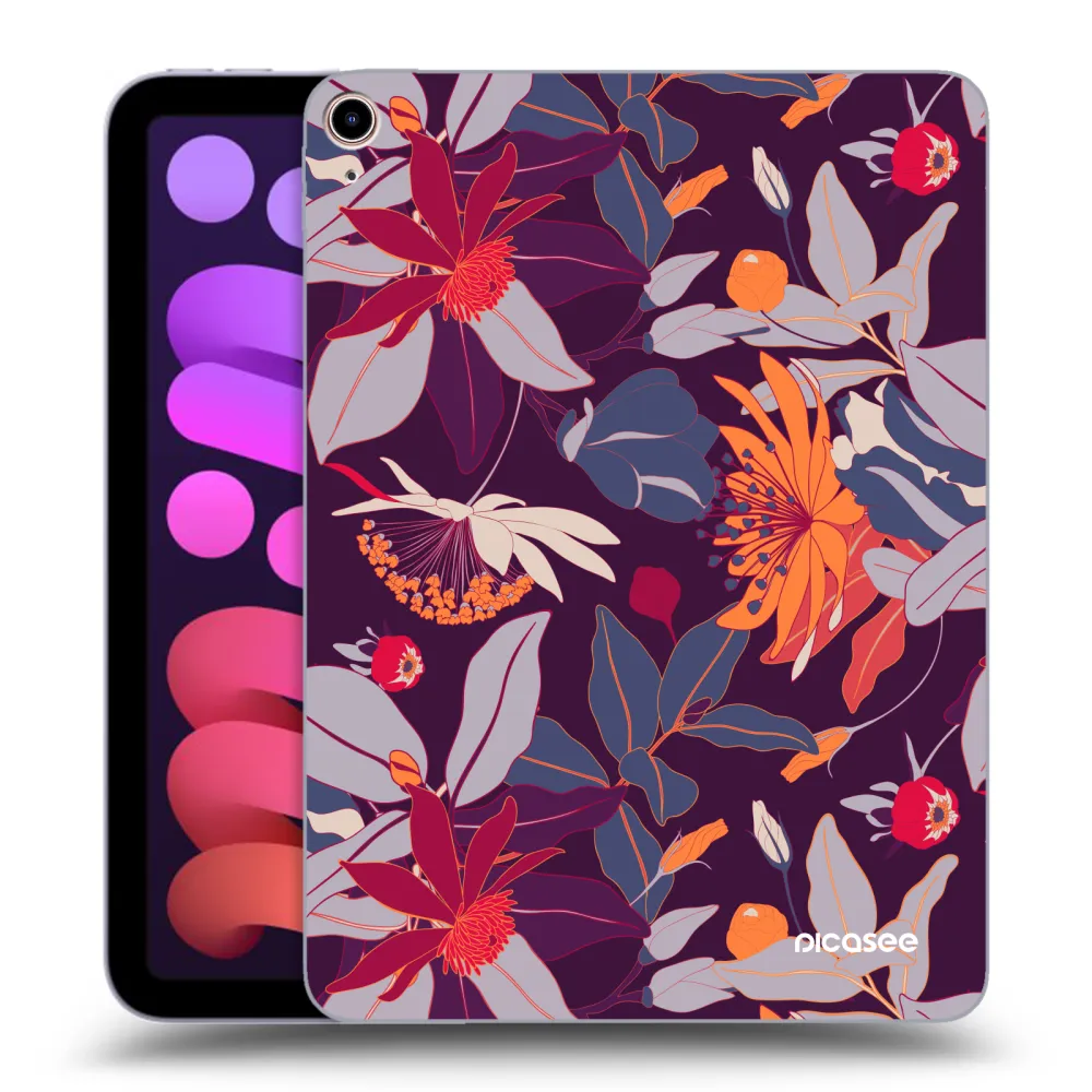 Picasee transparente Silikonhülle für Apple iPad mini 2021 (6. gen) - Purple Leaf