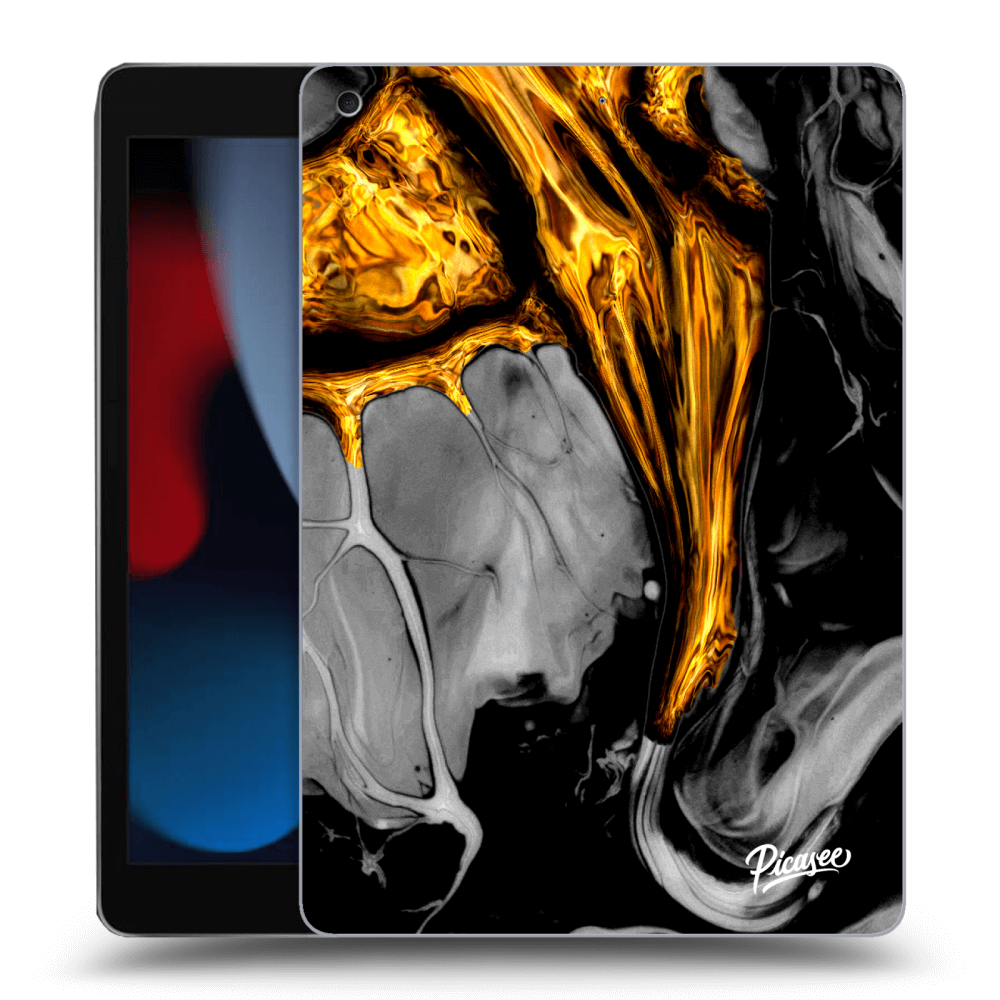 Picasee transparente Silikonhülle für Apple iPad 10.2" 2021 (9. gen) - Black Gold