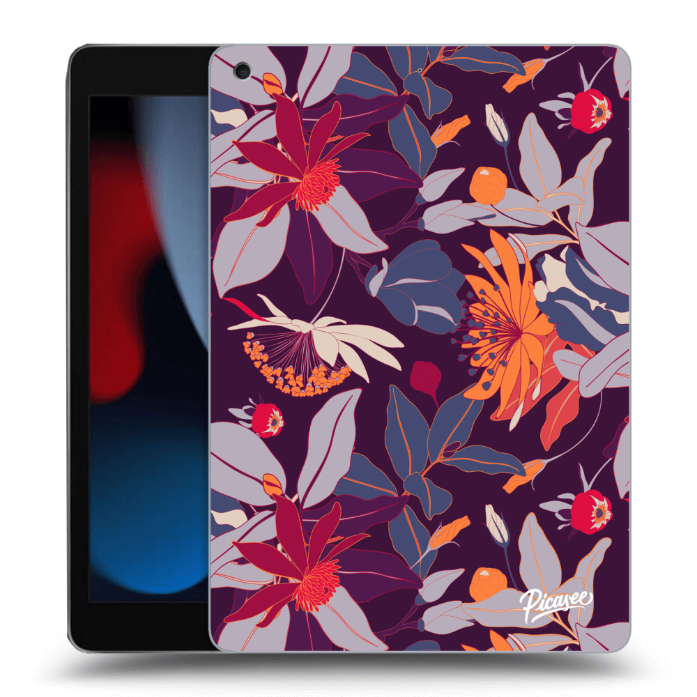 Picasee transparente Silikonhülle für Apple iPad 10.2" 2021 (9. gen) - Purple Leaf