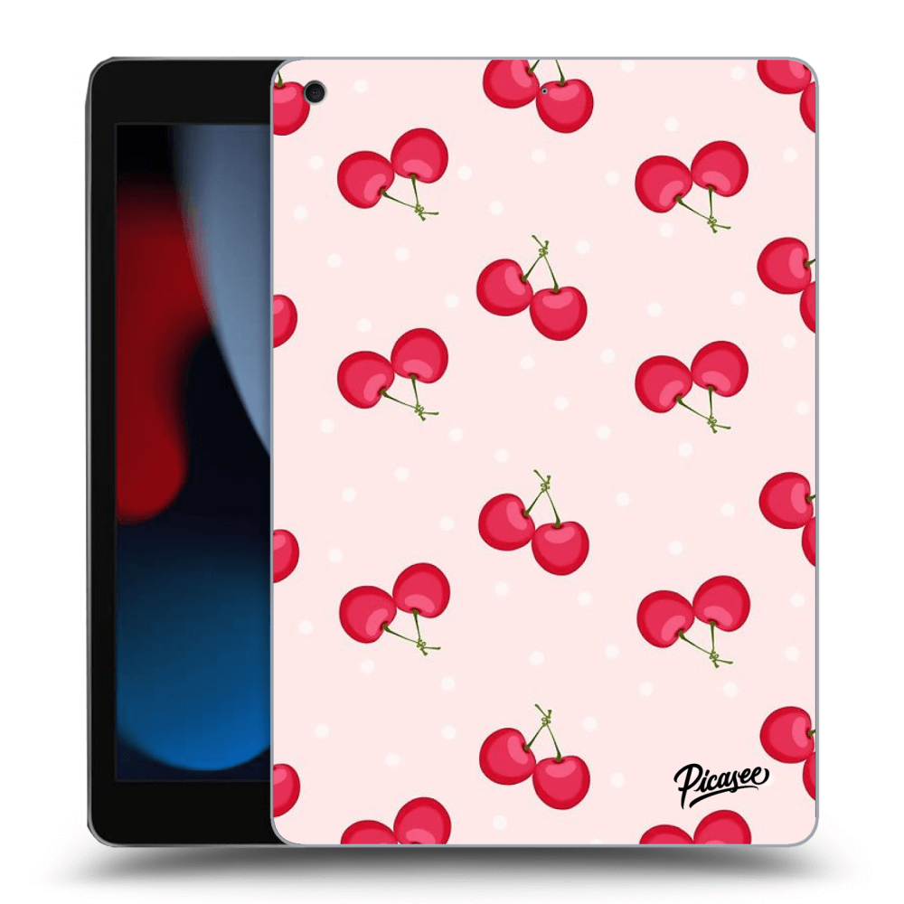 Picasee Schwarze Silikonhülle für Apple iPad 10.2" 2021 (9. gen) - Cherries
