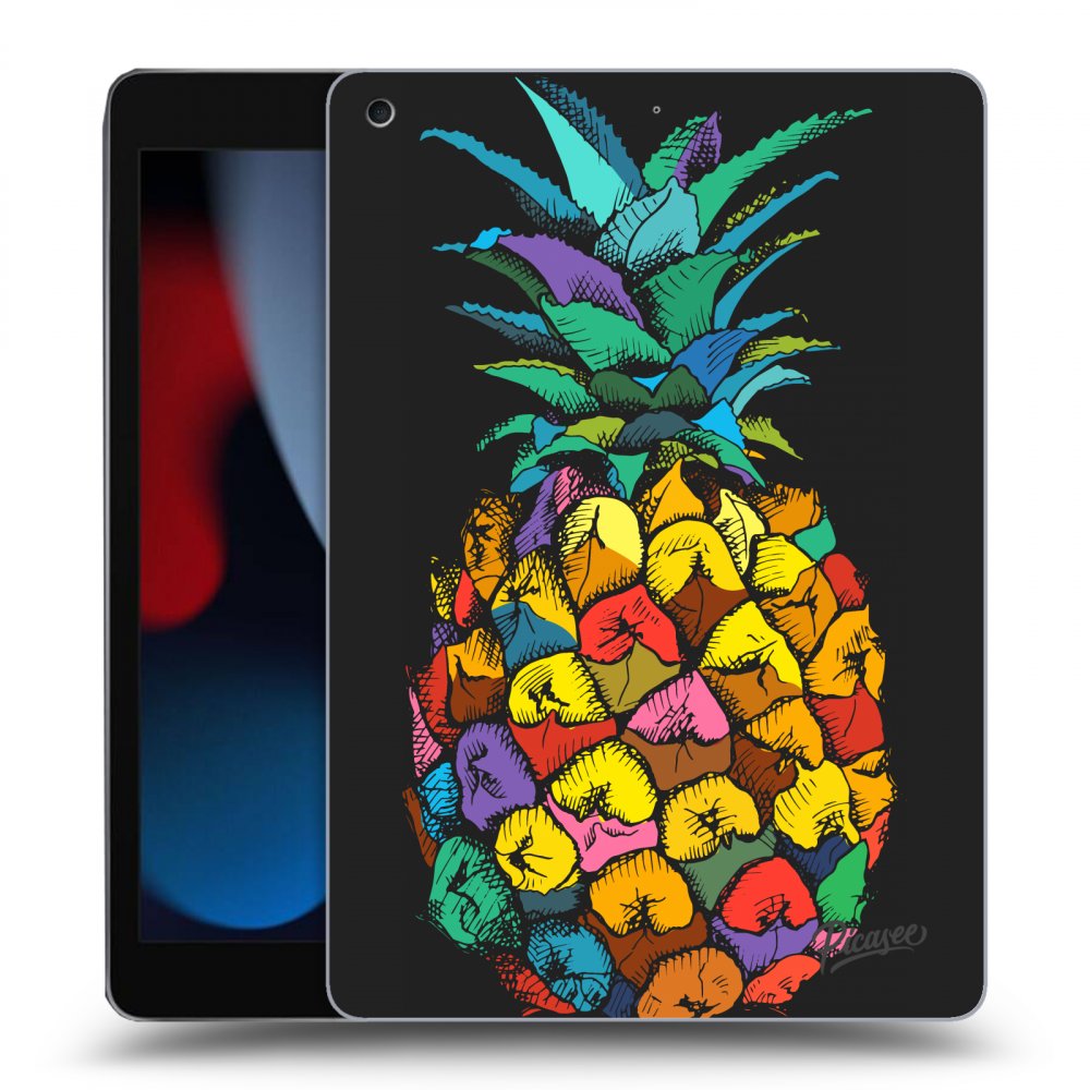 Picasee Schwarze Silikonhülle für Apple iPad 10.2" 2021 (9. gen) - Pineapple