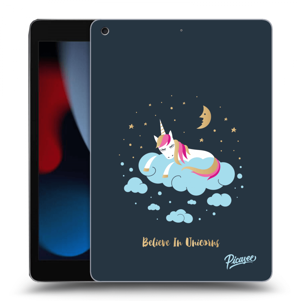 Picasee transparente Silikonhülle für Apple iPad 10.2" 2021 (9. gen) - Believe In Unicorns
