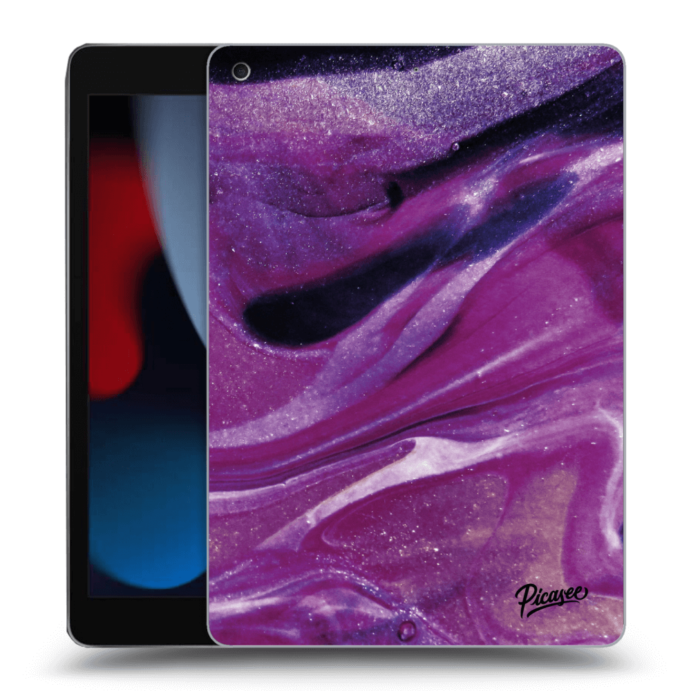 Picasee transparente Silikonhülle für Apple iPad 10.2" 2021 (9. gen) - Purple glitter