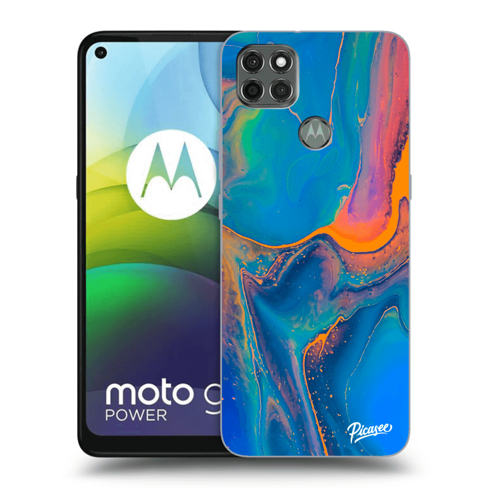 Picasee Motorola Moto G9 Power Hülle - Schwarzes Silikon - Rainbow
