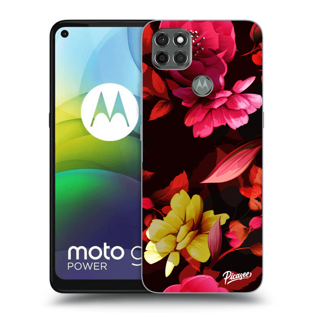 Picasee Motorola Moto G9 Power Hülle - Schwarzes Silikon - Dark Peonny