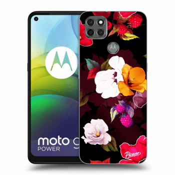 Picasee Motorola Moto G9 Power Hülle - Schwarzes Silikon - Flowers and Berries