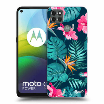 Picasee Motorola Moto G9 Power Hülle - Schwarzes Silikon - Pink Monstera