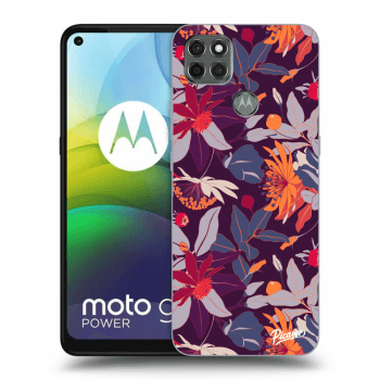 Picasee Motorola Moto G9 Power Hülle - Schwarzes Silikon - Purple Leaf