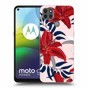 Picasee Motorola Moto G9 Power Hülle - Schwarzes Silikon - Red Lily