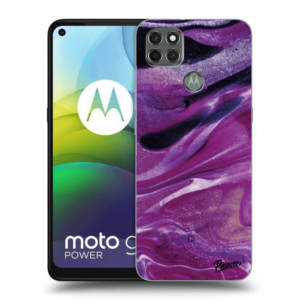 Picasee Motorola Moto G9 Power Hülle - Schwarzes Silikon - Purple glitter