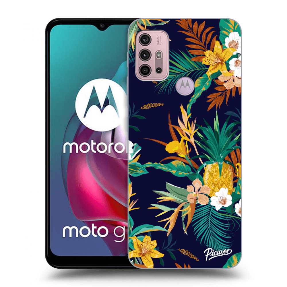 Picasee Motorola Moto G30 Hülle - Schwarzes Silikon - Pineapple Color