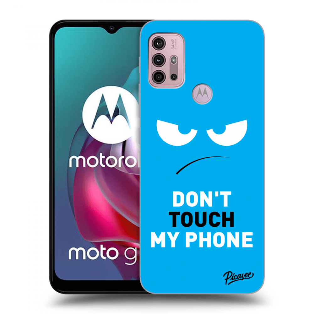 Picasee Motorola Moto G30 Hülle - Schwarzes Silikon - Angry Eyes - Blue