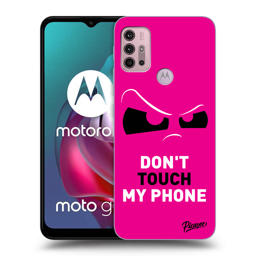 Picasee Motorola Moto G30 Hülle - Schwarzes Silikon - Cloudy Eye - Pink
