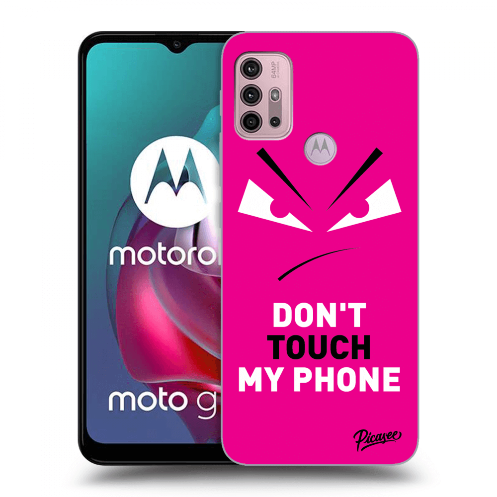 Picasee Motorola Moto G30 Hülle - Schwarzes Silikon - Evil Eye - Pink