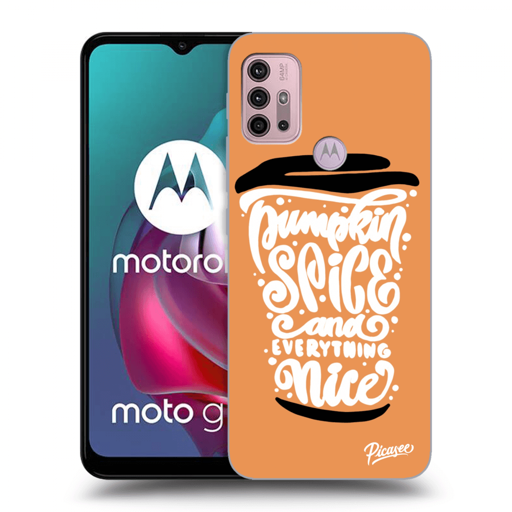 Picasee Motorola Moto G30 Hülle - Schwarzes Silikon - Pumpkin coffee