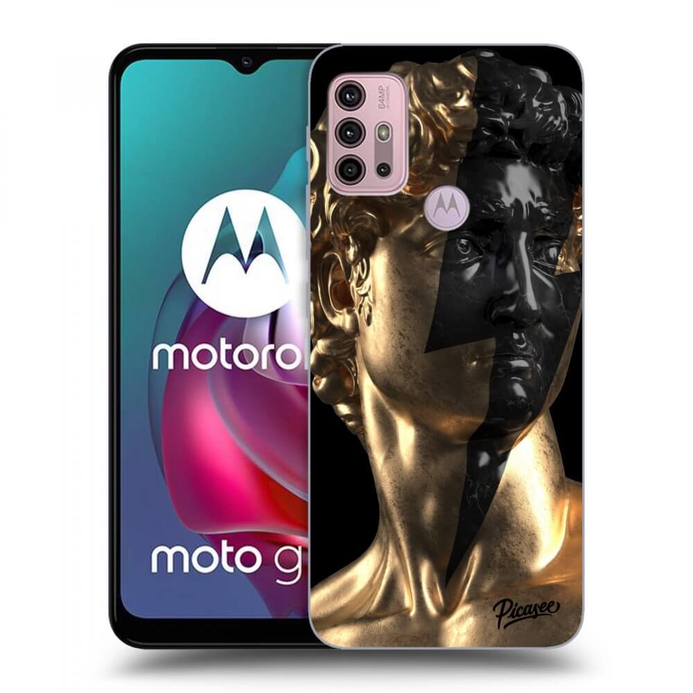 Picasee Motorola Moto G30 Hülle - Schwarzes Silikon - Wildfire - Gold