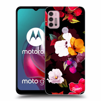Picasee Motorola Moto G30 Hülle - Schwarzes Silikon - Flowers and Berries