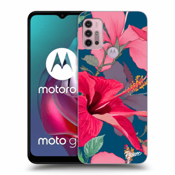 Picasee Motorola Moto G30 Hülle - Schwarzes Silikon - Hibiscus