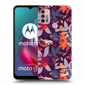 Picasee Motorola Moto G30 Hülle - Schwarzes Silikon - Purple Leaf