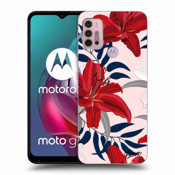 Picasee Motorola Moto G30 Hülle - Schwarzes Silikon - Red Lily