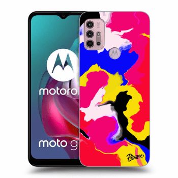 Picasee Motorola Moto G30 Hülle - Schwarzes Silikon - Watercolor