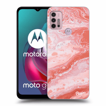 Picasee Motorola Moto G30 Hülle - Schwarzes Silikon - Red liquid