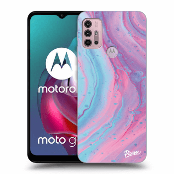 Picasee Motorola Moto G30 Hülle - Schwarzes Silikon - Pink liquid