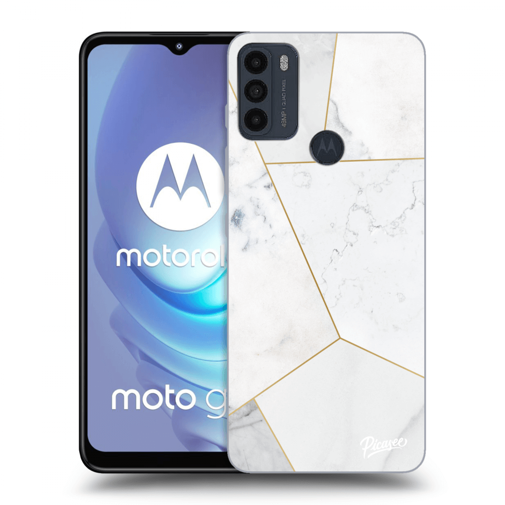 Picasee Motorola Moto G50 Hülle - Schwarzes Silikon - White tile