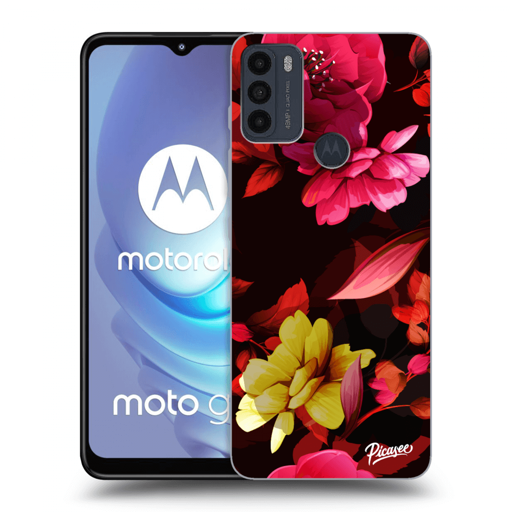 Picasee Motorola Moto G50 Hülle - Schwarzes Silikon - Dark Peonny