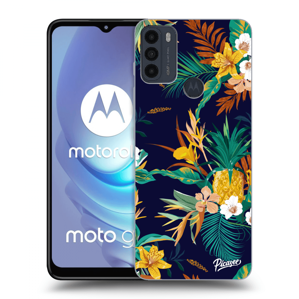 Picasee Motorola Moto G50 Hülle - Schwarzes Silikon - Pineapple Color