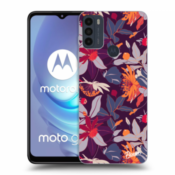 Picasee Motorola Moto G50 Hülle - Schwarzes Silikon - Purple Leaf