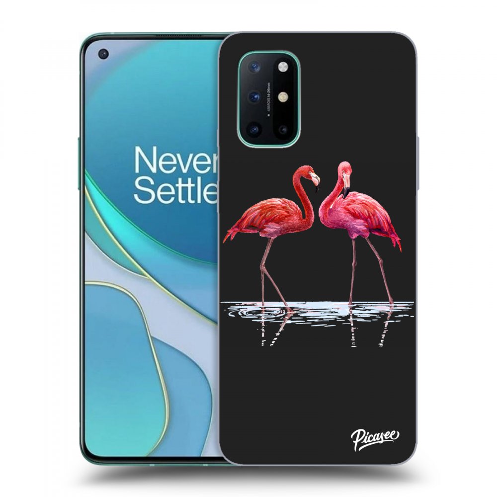 Picasee OnePlus 8T Hülle - Schwarzes Silikon - Flamingos couple