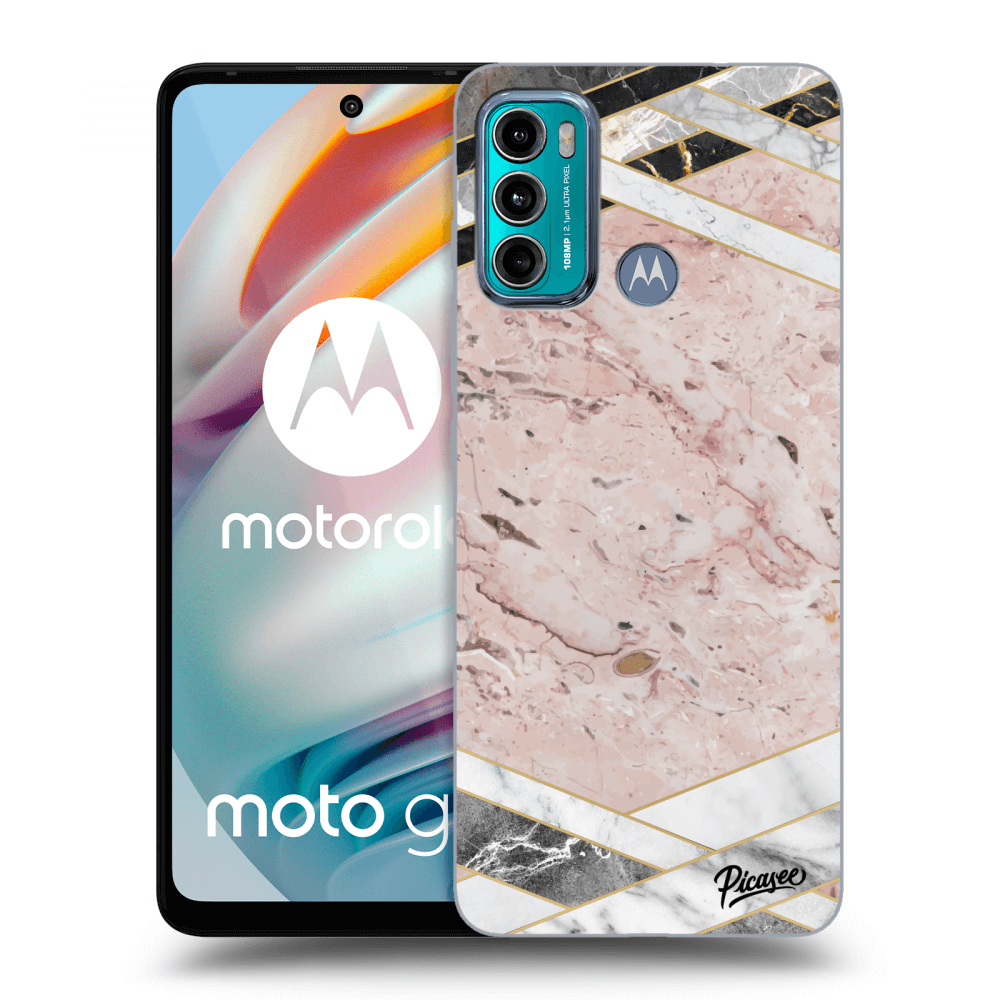 Picasee Motorola Moto G60 Hülle - Schwarzes Silikon - Pink geometry