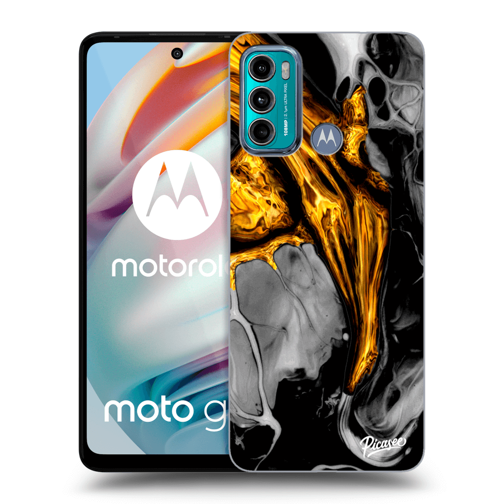 Picasee Motorola Moto G60 Hülle - Schwarzes Silikon - Black Gold