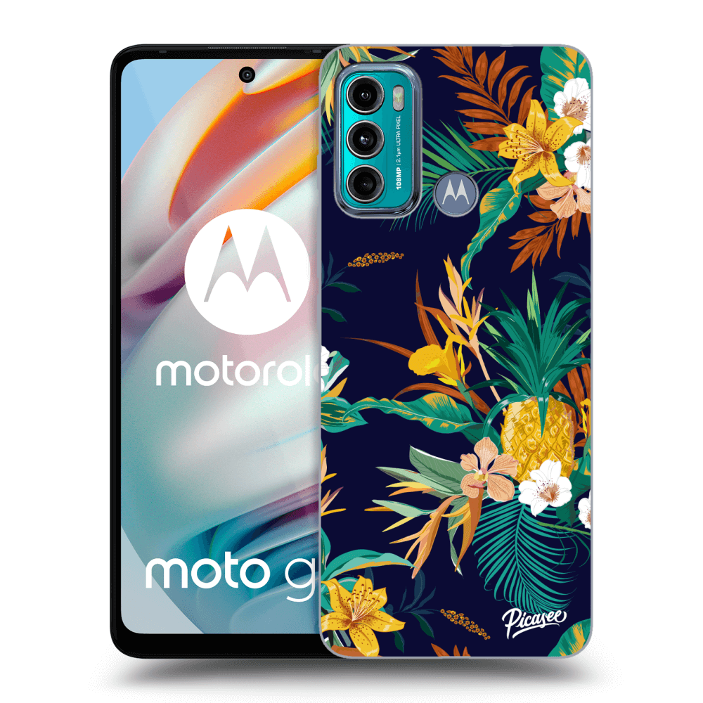 Picasee Motorola Moto G60 Hülle - Schwarzes Silikon - Pineapple Color
