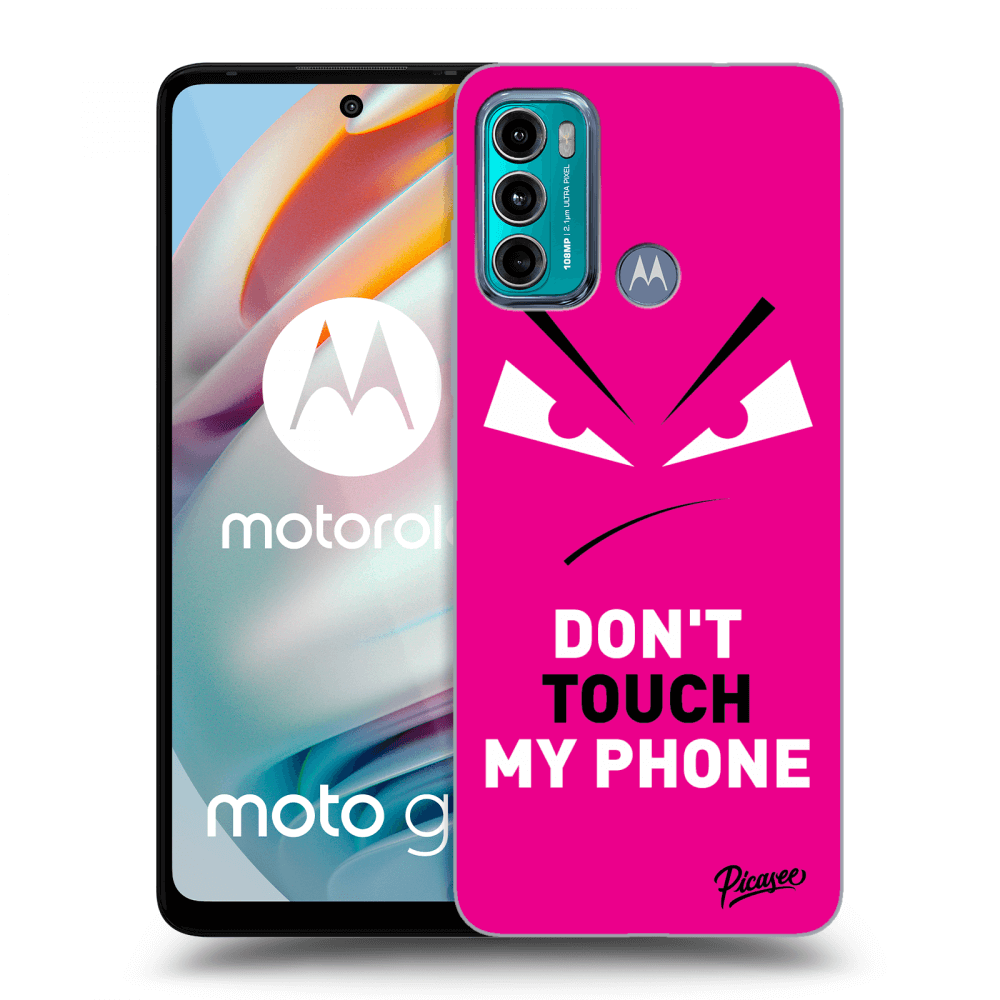 Picasee Motorola Moto G60 Hülle - Schwarzes Silikon - Evil Eye - Pink