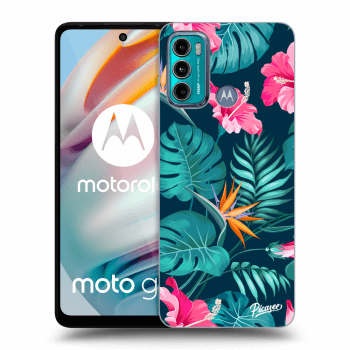 Picasee Motorola Moto G60 Hülle - Schwarzes Silikon - Pink Monstera