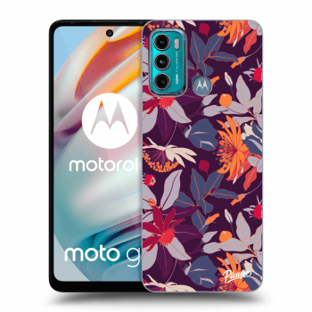 Picasee Motorola Moto G60 Hülle - Schwarzes Silikon - Purple Leaf