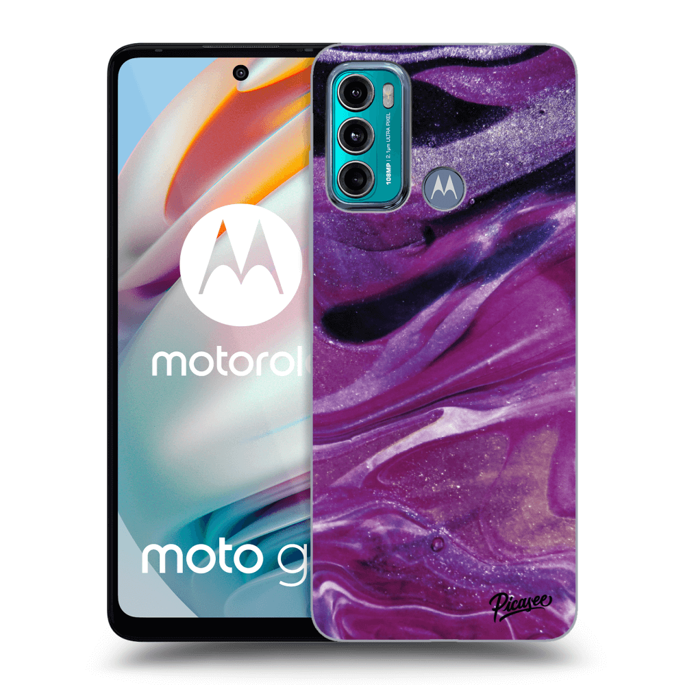 Picasee Motorola Moto G60 Hülle - Schwarzes Silikon - Purple glitter