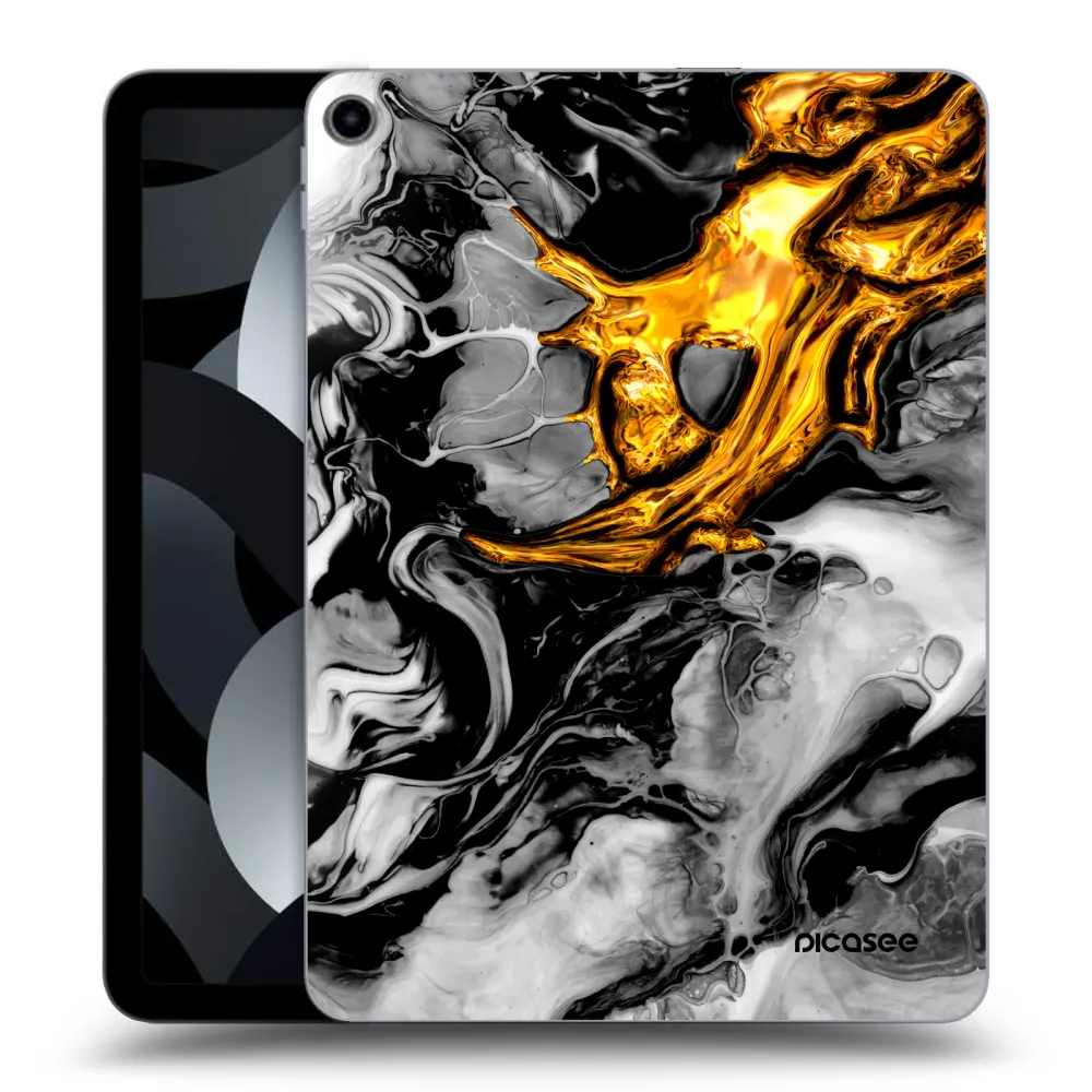 Picasee transparente Silikonhülle für Apple iPad Air 5 10.9" 2022 - Black Gold 2